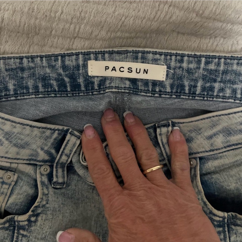 PacSun Men's Washed Skinny Jeans Bikercore - Picture 2 of 4